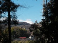 手水舎の裏に富士山が